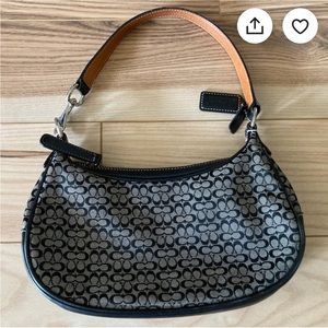 Coach Pouchette Navy Leather Canvas L2J-6623 Excellent Condition